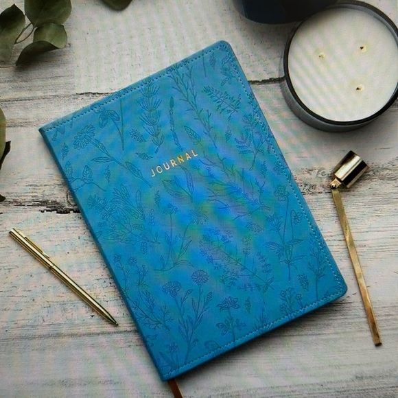 Blue Leatherette Embossed Journal - Picture 2 of 5